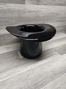 Große schwarze mundgeblasene Kunstglas Zylinder Hut Eiskübel Vase Blenko 11-1/2" Durchmesser - Bild 1 von 7