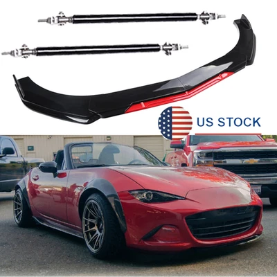 Front Bumper Lip Splitter Spoiler Body Kit Glossy Red For Mazda MX-5 Miata - Image 1 of 4