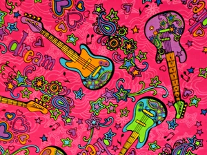 "PSYCHEDELIC / GUITAR DREAMS" ~(43" X 19")~ **QUILTING / TAPESTRY / WALL ART** - Picture 1 of 12