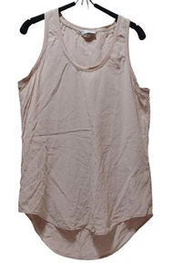 Equipment 100% Silk Tank Top Rib Trim Pale Blush Pink Womens M Feminine Luxury - Picture 1 of 6