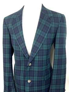 De Colección Pendleton Hombre Reloj Negro Tartán Verde Lana Dorado Botón Blazer Chaqueta 40L - Imagen 1 de 10