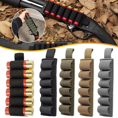 1/2X Tactical Buttstock 6 Rounds Shotgun Shell Holder 12/20GA Ammo Carrier Pouch - Image 1 of 4