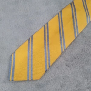 Brooks Brothers Silk Tie NWT Yellow Grey Stripes Extra Long - Picture 1 of 7