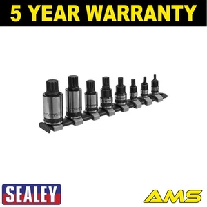 Sealey Premier Black Spline Socket Bit Set 1/4" 3/8" & 1/2"Sq Drive 8pc AK6214B - Picture 1 of 2