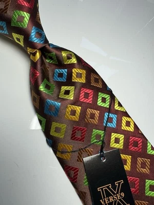 NUEVO CON ETIQUETAS VERSO 9 MULTICOLOR ESTILO GEOMÉTRICO ESTAMPADO SEDA DISEÑOS CORBATA Y PAÑUELO Foto 1 de 4