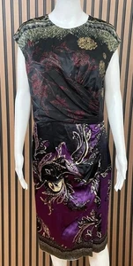Etro Damen Kleid Wickel Etui Knielang Viskose Flügelärmel 14 Schwarz Blumenmuster - Bild 1 von 7