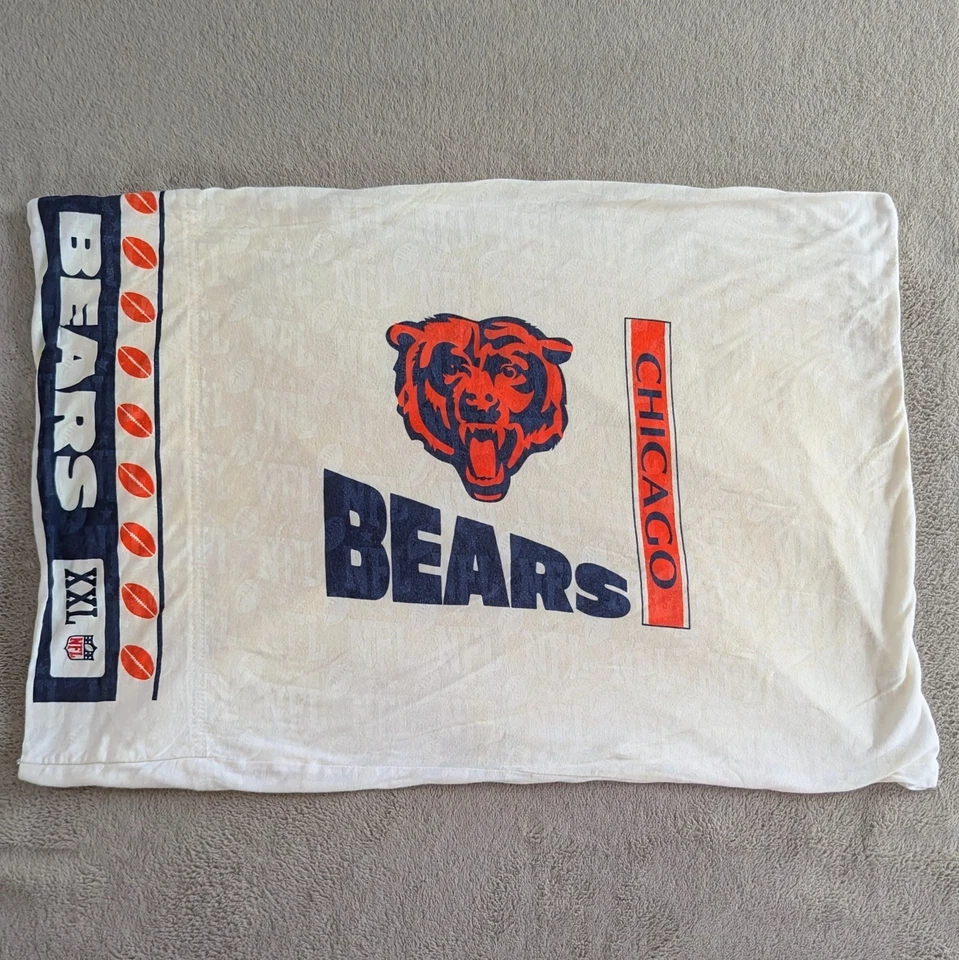Funda de almohada de fútbol americano vintage de los Chicago Bears logotipo del equipo de la NFL de los años 90 tejida en algodón Foto 1 de 4
