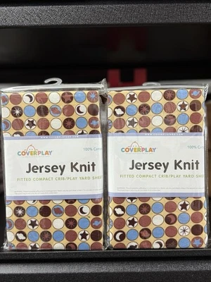 COVERPLAY 100% Cotton Jersey Knit Toddler Play Yard Fitted Sheets New (Set Of 2) - Image 1 of 3
