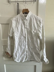 Burberry Brit Men's Linen White Button-Down Long Sleeve Casual Shirt - Picture 1 of 11