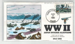 WW2 Patriotic 50th ANNIV. COLLINS HANDPAINTED 1942 JAPAN INVADES ALEUTIAN ISLAND - Picture 1 of 1