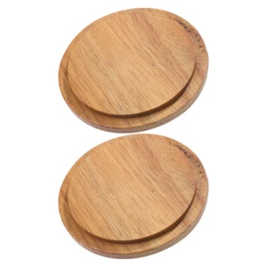 2 Pcs Wooden Lid Round Mug Lids Tea Cup Covers Coffee Replacement Drink - Imagen 1 de 12