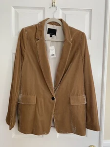NWT Banana Republic Camel Velvet Blazer 1-Button Pockets  w/Flaps Lined Size 12 - Picture 1 of 14