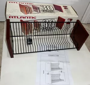 Atlantic 30 CD Case Storage Stackable Rack Cherry Wood Black Steel Stackin NIB - Picture 1 of 9