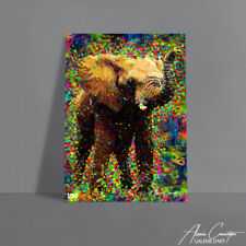Tableau Elephant Peinture Impression Sur Toile Dessin Poster Animal Savane Art