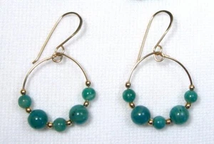 Lyn's Jewelry Amazonite Hoop Earrings Gold - Picture 1 of 1