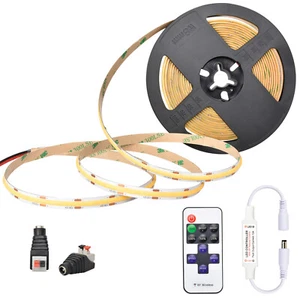 DC12V 5M CRI Ra90 COB LED Strip Light 480 LEDs/M 8mm With RF Controller#LS01 - Picture 1 of 7
