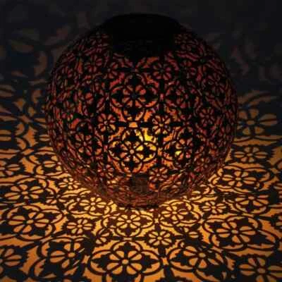 2x 18cm LED Solarkugel Metall Garten Kugel Solar Deko Leuchte Lampe Terrasse Neu - Bild 1 von 4