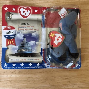 TY McDonalds Beanie Baby Lefty The Donkey 1996 Rare Tag Errors New - Picture 1 of 8