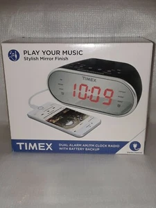 Timex AM/FM Mirror Dual Alarm Clock Radio w/ Digital Tuning T231GRY Battery Back - Picture 1 of 1