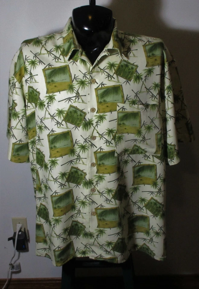 2XL JOE MARLIN Maze Green Short Sleeve Button Shirt Size 2XL - Image 1 of 4