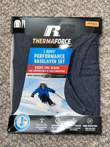 Russell Boys Therma Force Underwear Long Sleeve Top Bottom Set Blue SMALL ~ NEW - Picture 1 of 4