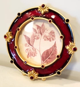 Jay Strongwater Round Red Enamel & Swarovski Crystal Adorned Photo Frame - Picture 1 of 6