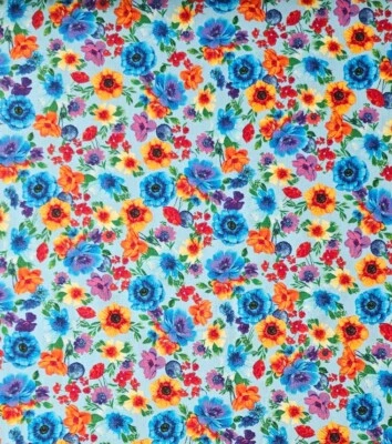 Timeless  Treasures  - Glow Rainbow Toss Flowers - Quilting and Crafting Fabric - Image 1 of 2