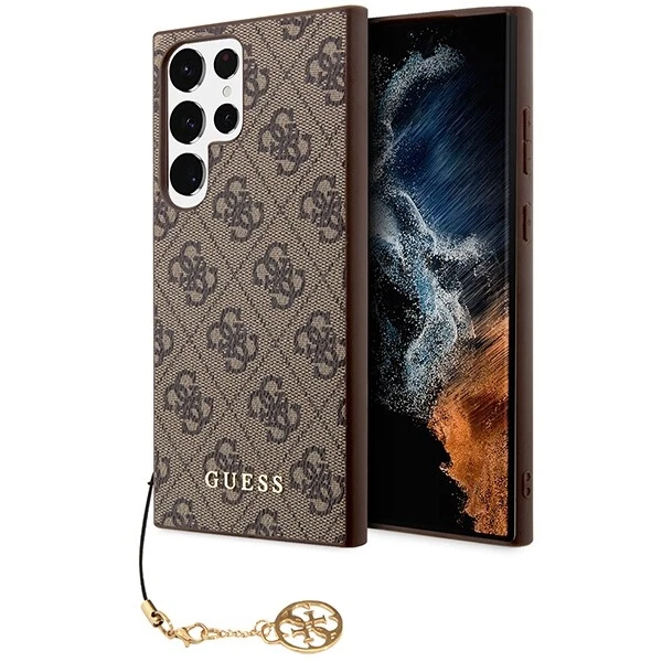 Tagua Galaxy S23 Ultra Guess Similpelle Braun Catena Color Oro - Immagine 1 di 4