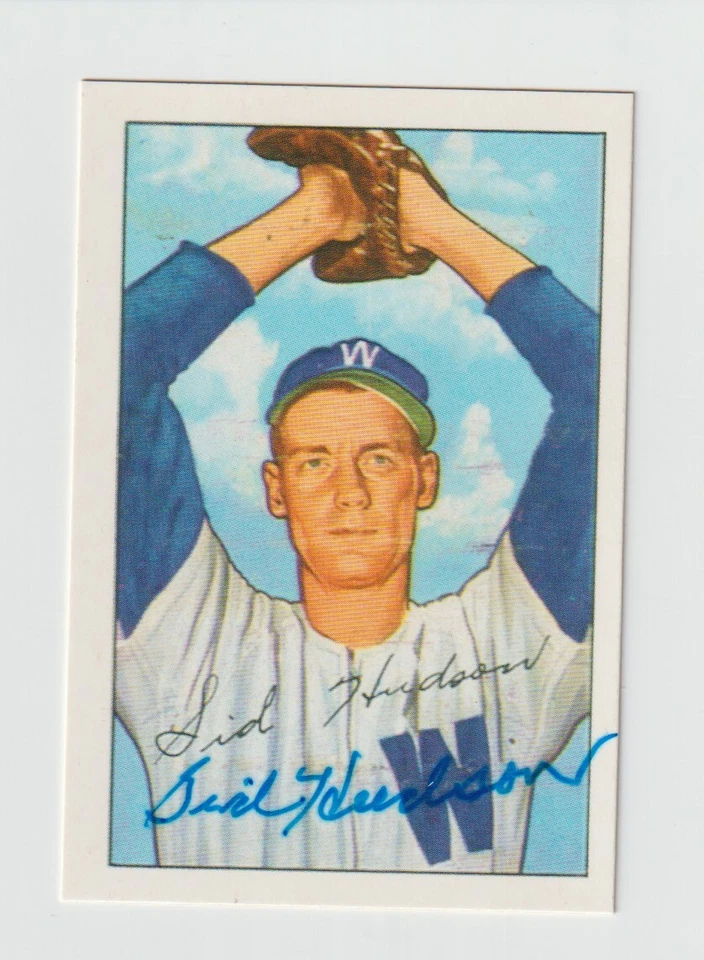 Sid Hudson Signed 1952 Bowman Reprint Original Autograph - Senators - Died 2008 - Image 1 of 1
