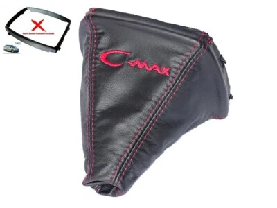 Ghetta Ingranaggi Per Ford C-MAX II 2010-2019 Pelle Rosso Ricamo - Immagine 1 di 4