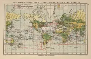 Póster - Reproducción impresa de mapa vintage de World Sailing Routes (1914), 4 tamaños - Imagen 1 de 20