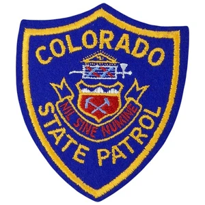 NEW Vtg Patch COLORADO State Patrol Felt Shoulder Badge 1980s Medium 4.5 Inch - Picture 1 of 5