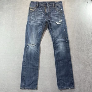 Diesel Krooley Jeans Men 29x32 Regular Slim Carrot Thrashed Ripped Opium 0885S - Picture 1 of 16