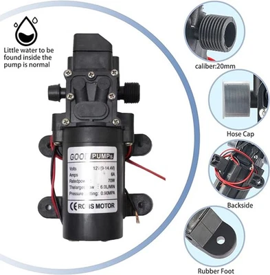 12V Water Pump 130PSI Self Priming Pump Diaphragm High Pressure RV Auto Switch