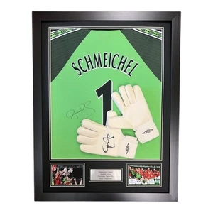 Peter Schmeichel Signed SHIRT & GLOVES Framed Manchester PROOF JERSEY DISPLAY - Picture 1 of 3