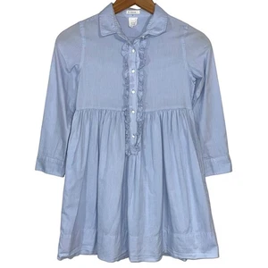 Crewcuts JCrew Girls Blue Cotton Ruffle Button Placket Dress Size 8 - Picture 1 of 11