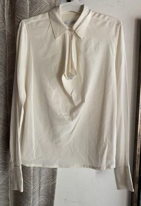 VINCE Silk Blouse Women's Cream Long Sleeve Sz XS - Picture 1 of 8