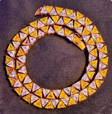 Collar Tenis 20Ct TRILLONES Corte Circonita Cúbica 18" ORO 14K Plata 925 De Colección Foto 1 de 4