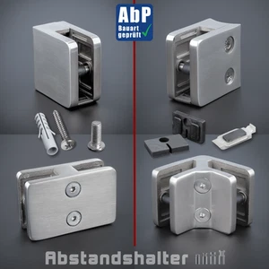 Glashalter Edelstahl Glasplattenverbinder PS:6-10,76mm Eckhalter mit Sicherung - Bild 1 von 11