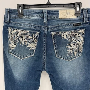 Miss Me Hailey Skinny Jeans Damen Gr. 31 verzierte Federtaschen dunkle Waschung - Bild 1 von 9