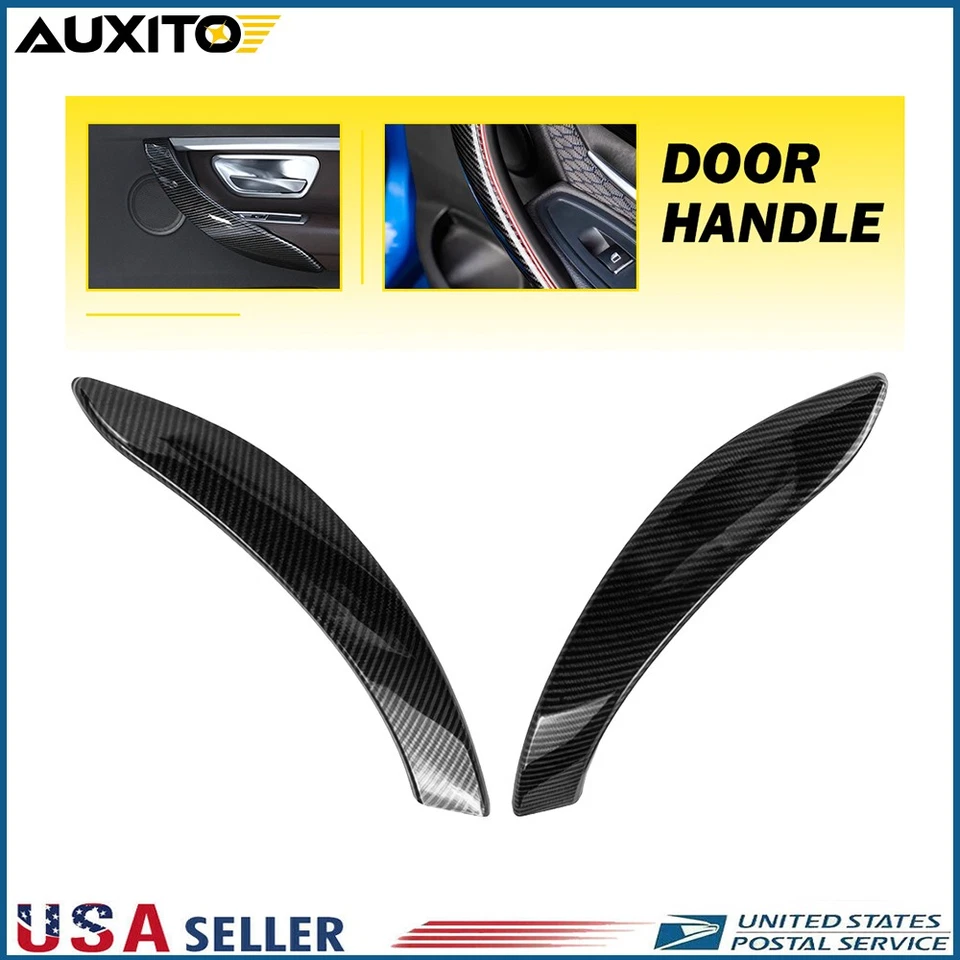 Cubierta de manija de puerta interior de fibra de carbono Fit BMW Serie 4 F36 Gran Coupé 2015-18 Foto 1 de 4
