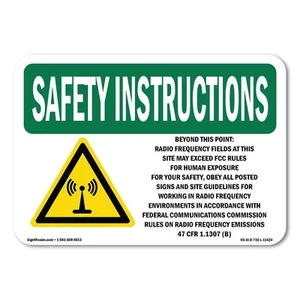 Señal de instrucciones de seguridad de OSHA de radiofrecuencia Beyond This Point metal plástico - Imagen 1 de 5