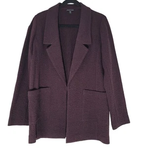 Chaqueta Blazer EILEEN FISHER Texturizada Abierta Ciruela XS Algodón Relajado Mezcla Tencel - Imagen 1 de 14