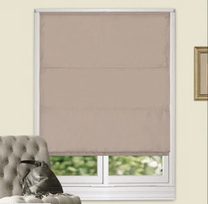 100% Blockout Flat Roman Blinds Bedroom Blackout Shades 4Colors - Picture 1 of 28