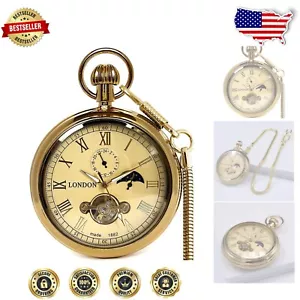Automatik Vintage Taschenuhr mit Tourbillon & 24 Stunden Phase in eleganter Box - Bild 1 von 11