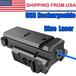 Blue Laser Dot Sight USB Rechargeable Lower Hanging Sight For Pistol 21mm Rail - Picture 1 of 14