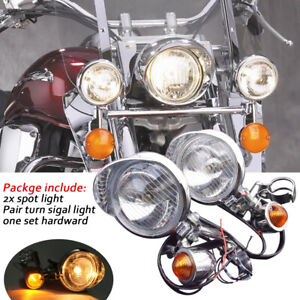 Paar Motorrad Roller Nebelscheinwerfer mit Blinker Chrom Satz für Harley Touring