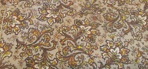 Vtg 50s 60s paisley brown yellow orange SWEET 36W cotton fabric BTHY half yard - Picture 1 of 4