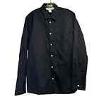 LOGG H&M Mens Navy Blue Regular Fit Button Down Shirt Preppy Long Sleeve Medium