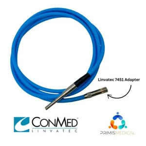 ConMed Linvatec LG1050 Fiber Optic Light Cable Blue 5.0mm w/ 7451 Adapter 10' - Picture 1 of 6